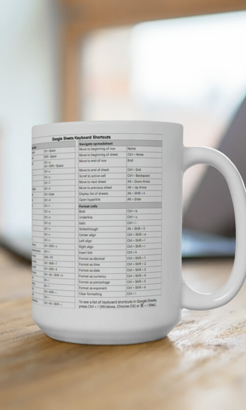 Google Sheets Keyboard Shortcut Mug 15oz
